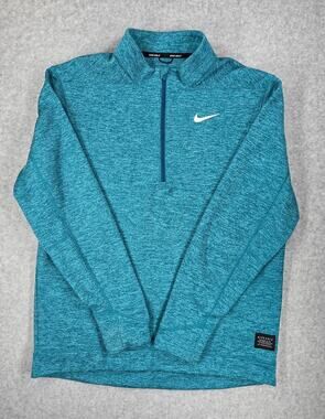 Nike Golf Men's M 1/4 Zip Pullover Heathered Teal Blue Fleece Sweatshirt Medium